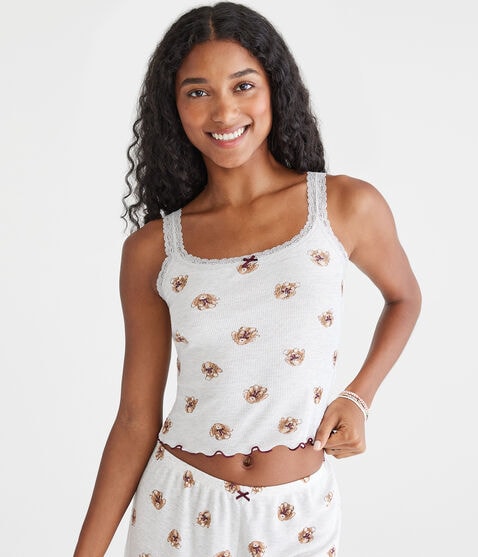 Bunnies Scoop-Neck Cropped Sleep Tank