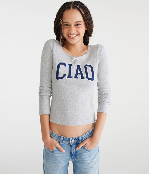 Long Sleeve Ciao Graphic Baby Tee