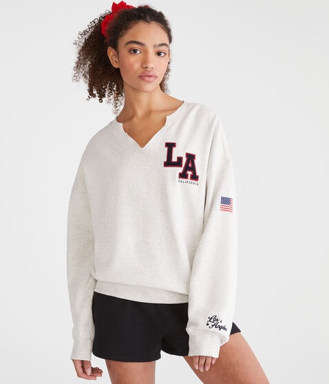 LA California Notch-Neck Sweatshirt