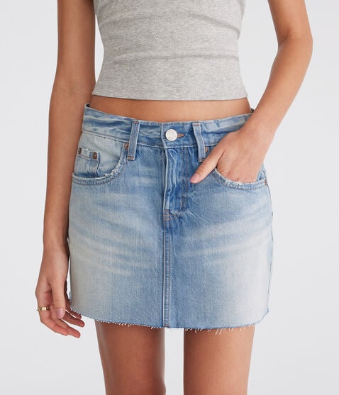 Low-Rise Denim Mini Skirt