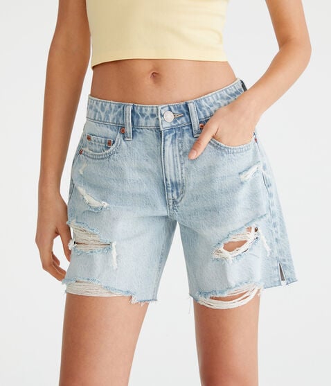 Low-Rise Baggy Denim Shorts 6"